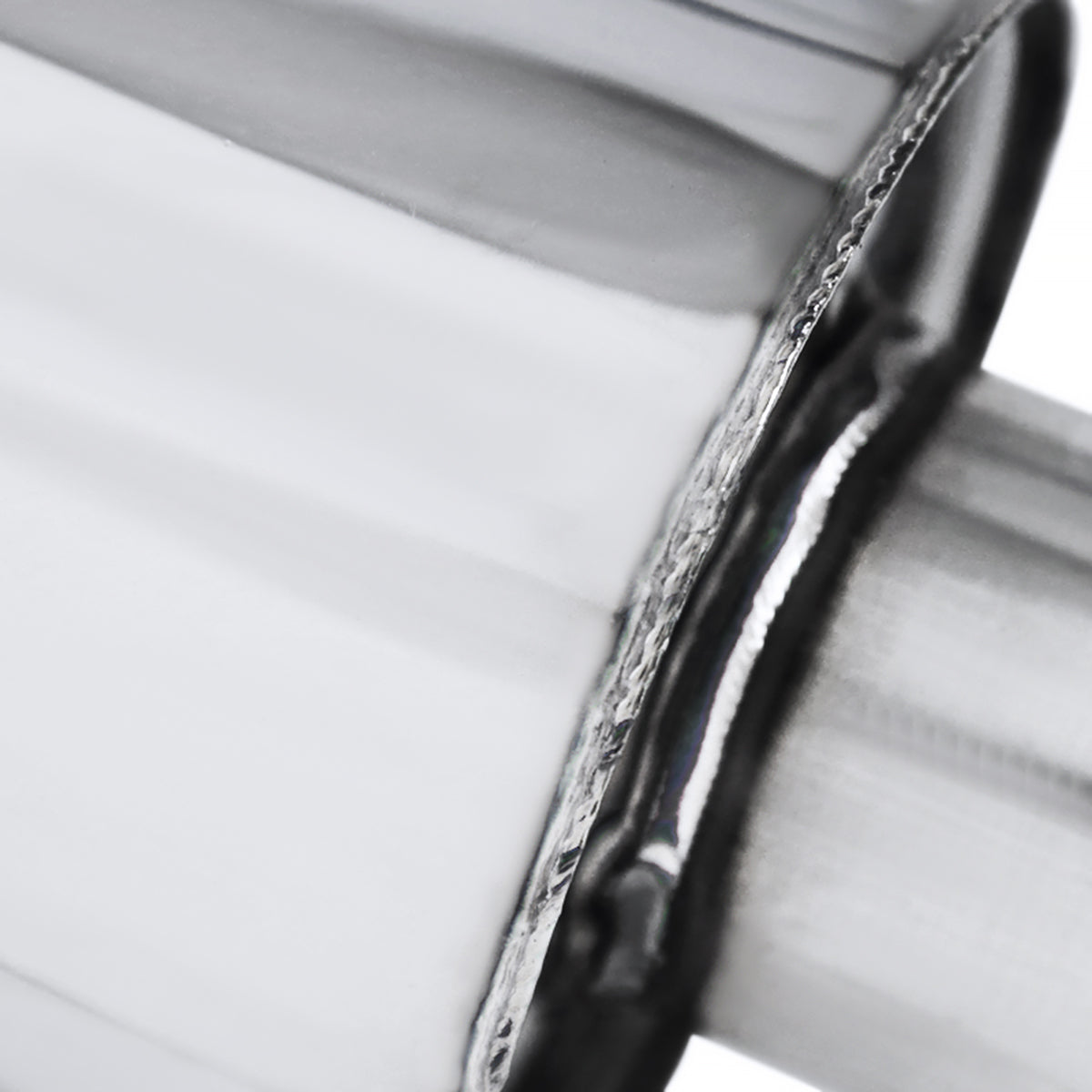 Universal 2.5" Inlet/4" Outlet Stainless Steel Spiral Flow Exhaust Muffler w/ Slanted Burnt Tip