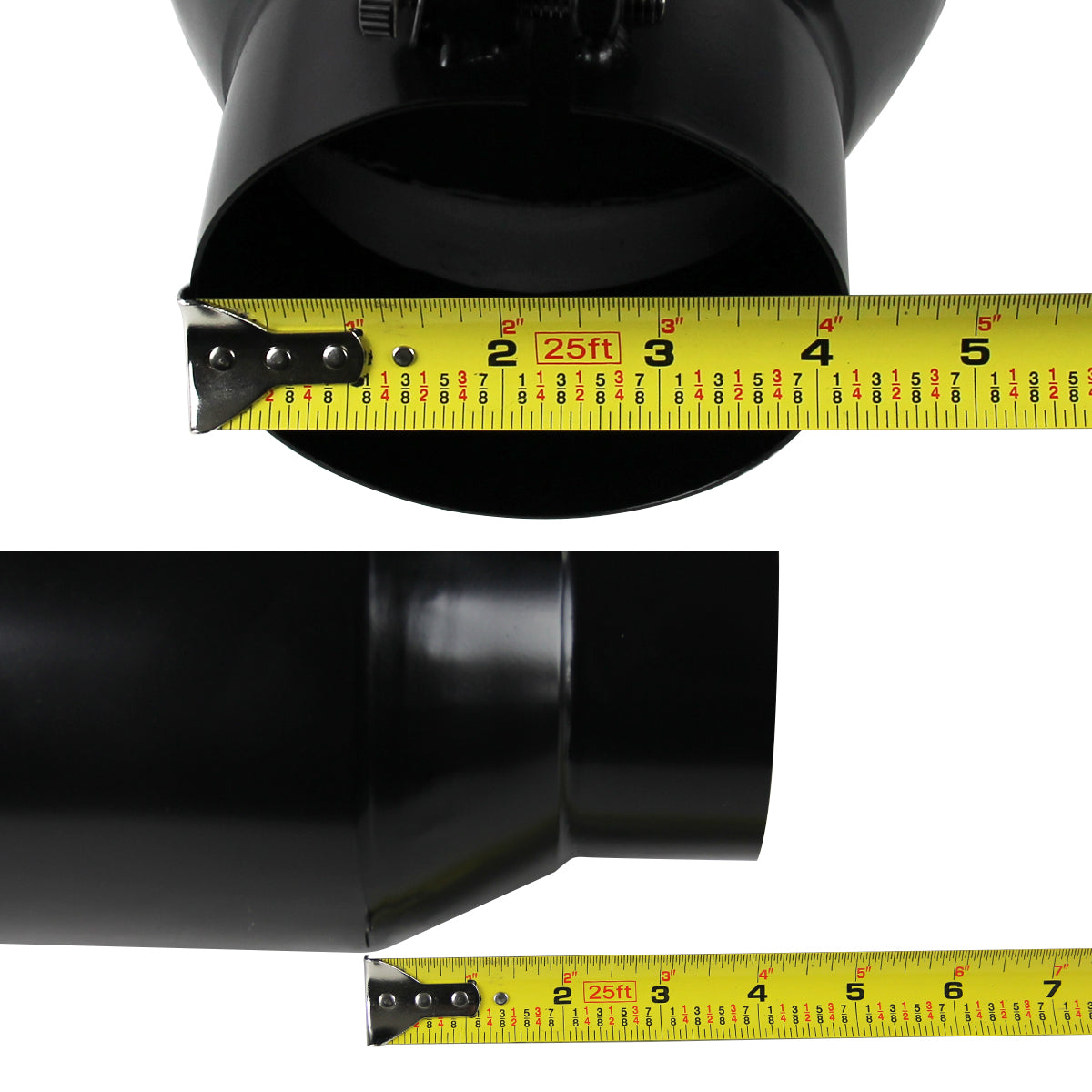 Universal 4" Inlet/6" Outlet Black Stainless Steel Bolt-On Angled Exhaust Tip