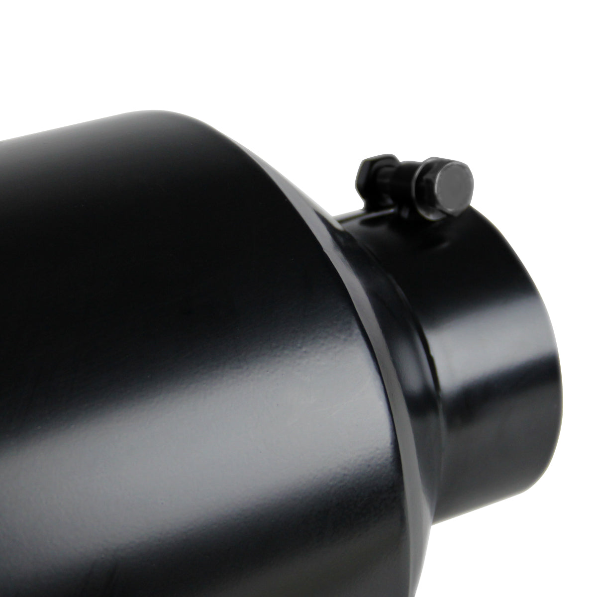 Universal 4" Inlet/6" Outlet Black Stainless Steel Bolt-On Angled Exhaust Tip