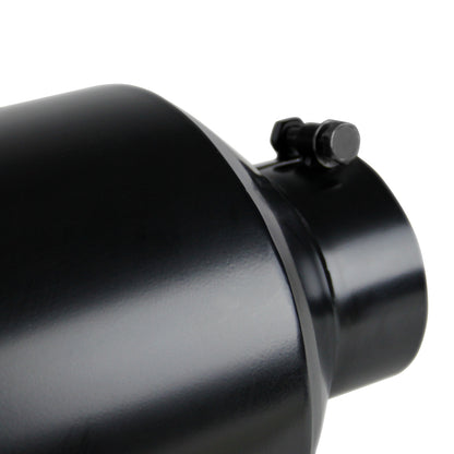 Universal 4" Inlet/6" Outlet Black Stainless Steel Bolt-On Angled Exhaust Tip