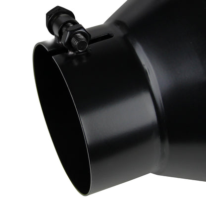 Universal 4" Inlet/6" Outlet Black Stainless Steel Bolt-On Angled Exhaust Tip