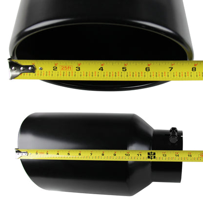 Universal 4" Inlet/8" Outlet Black Stainless Steel Bolt-On Angled Exhaust Tip