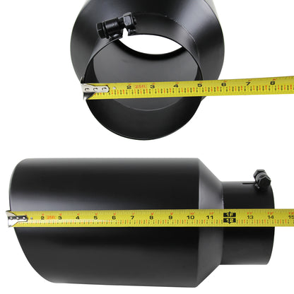 Universal 5" Inlet/8" Outlet Black Stainless Steel Bolt-On Angled Exhaust Tip