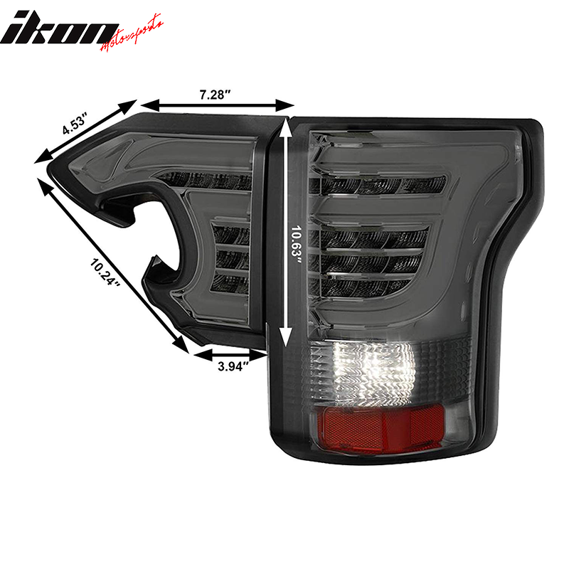 2015-2017 Ford F-150 Smoke Lens Chrome Housing Sequential Tail Lights