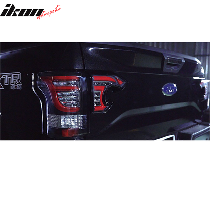 2015-2017 Ford F-150 Clear Lens Black Housing Sequential Tail Lights