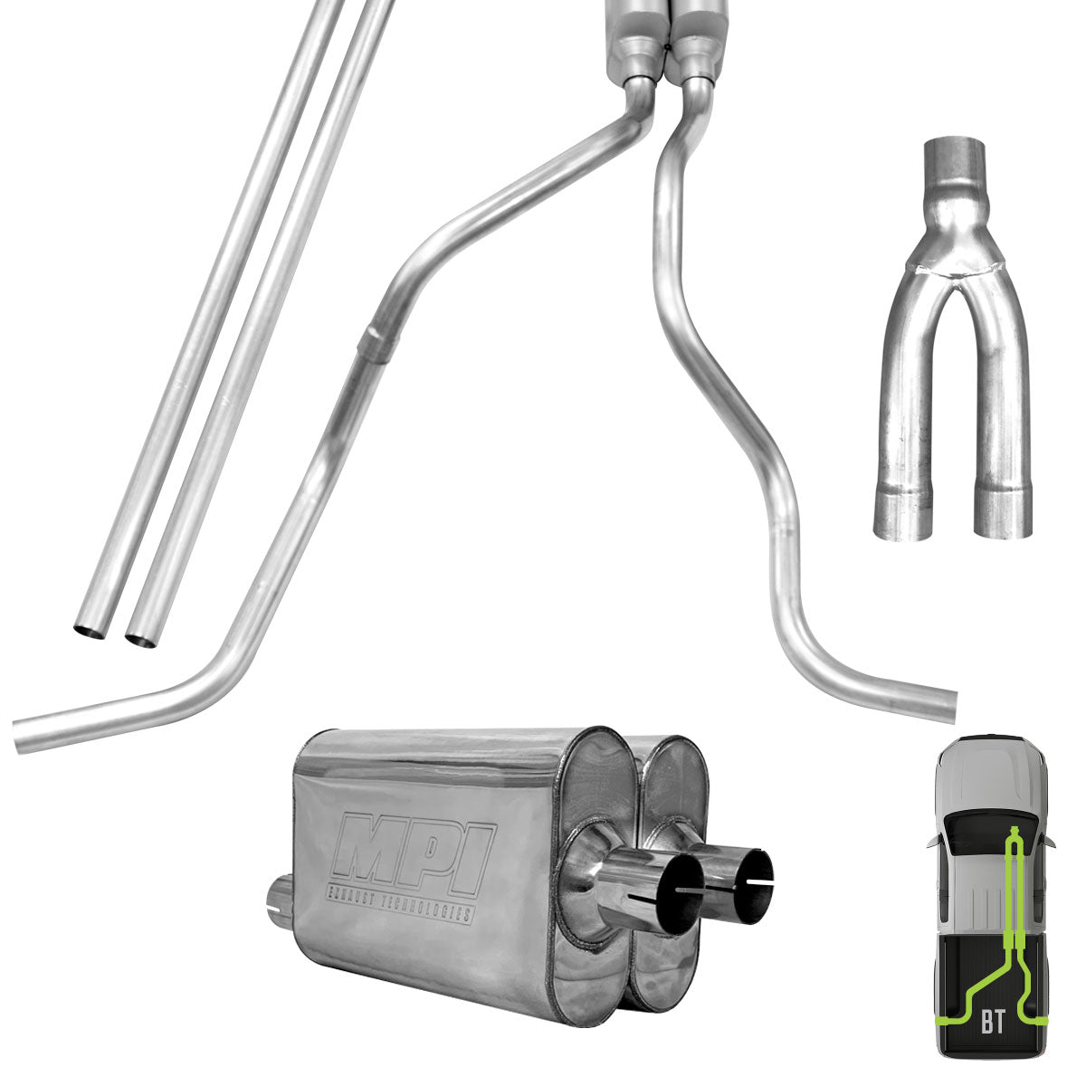 RAM, 2009-2018, 5.7L, Stainless - MPI Exhaust Cat-Back Dual Stainless Kits