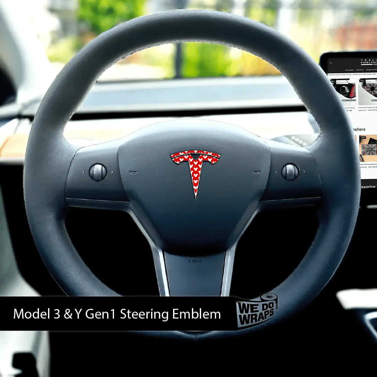 Mickey-Dots Tesla Steering Wheel Wrap | MY 2019-'25