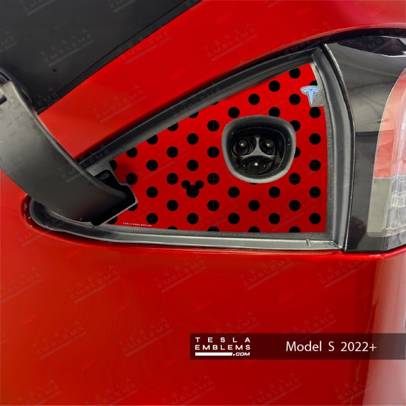 Mickey Red Polkadots Tesla Charge Port Wrap | Model S