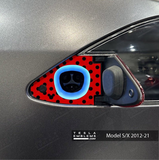 Mickey Red Polkadots Tesla Charge Port Wrap | Model S