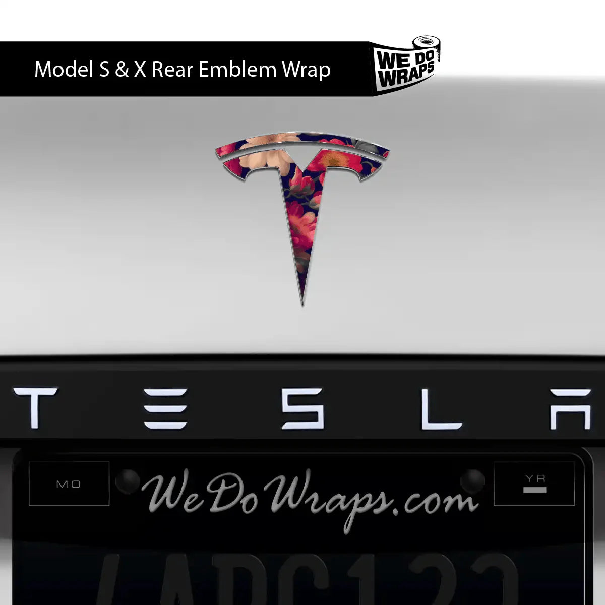 Midnight Bloom Tesla Emblem Decals (Front + Back) | Model S