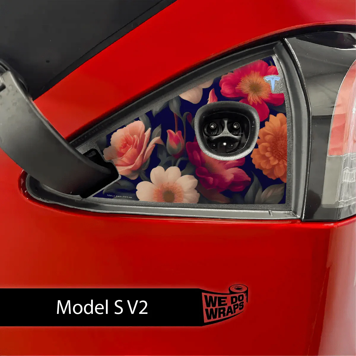 Midnight Bloom Tesla Charge Port Wrap | Model S