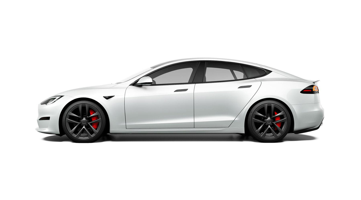 Tesla Model S Brake Caliper Covers Aluminum Front & Rear Red 2022 2023 2024 + Refreshed Models (4PCS)