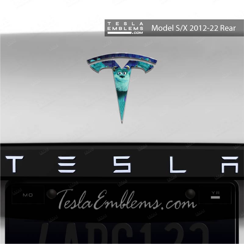 Monsters Inc Sully Tesla Emblem Decals (Front + Back) | Model S