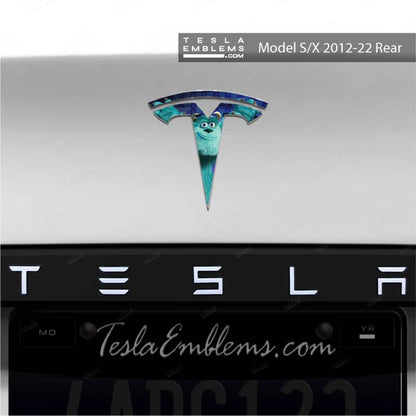 Monsters Inc Sully Tesla Emblem Decals (Front + Back) | Model S