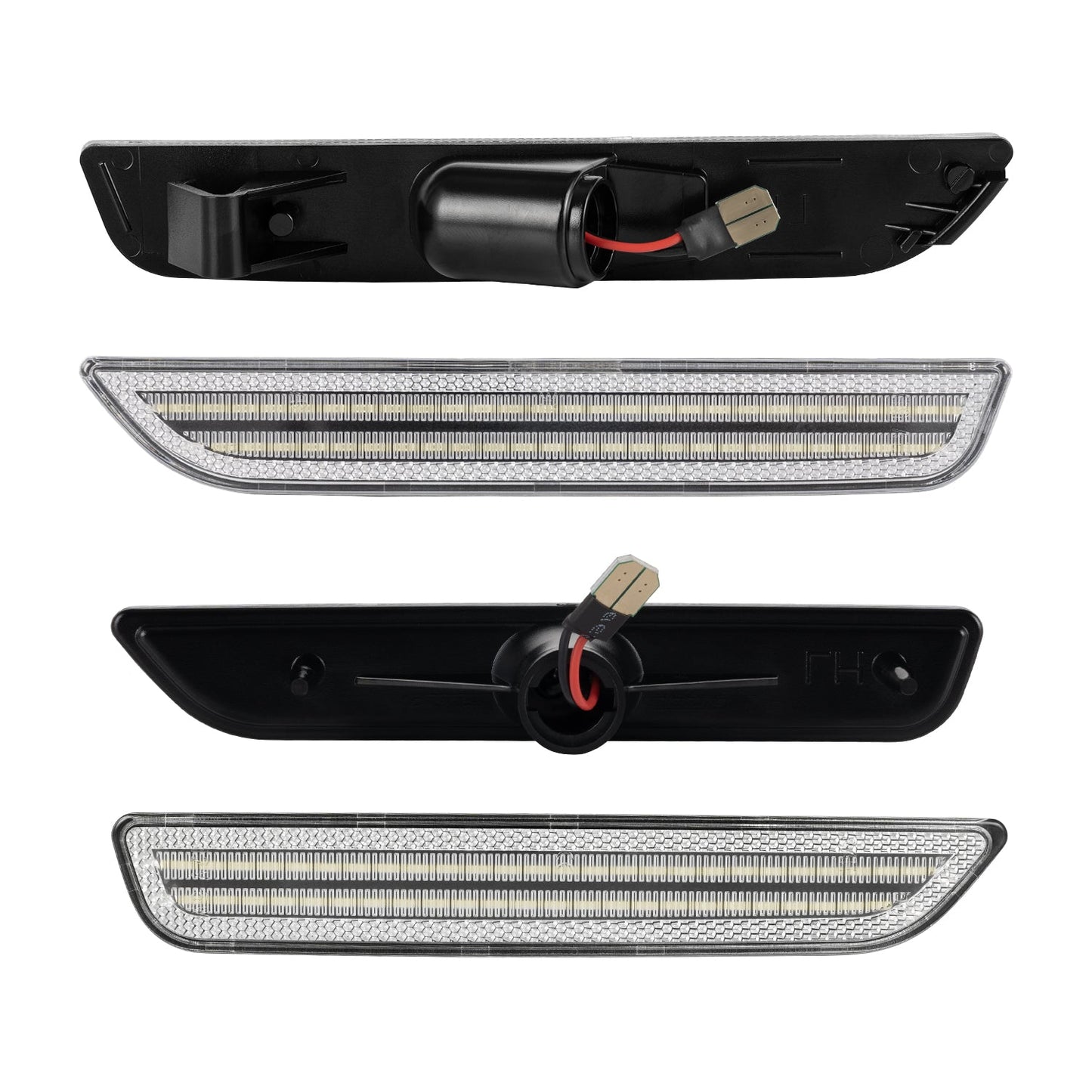 2010-2014 Ford Mustang Clear Lens White Dynamic Animation LED Side Markers