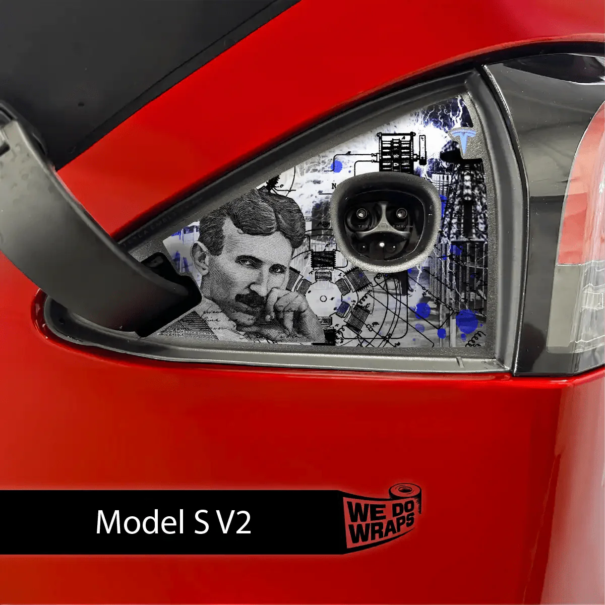 Nikola Tesla Steampunk / Trash Polka Tesla Charge Port Wrap | Model S