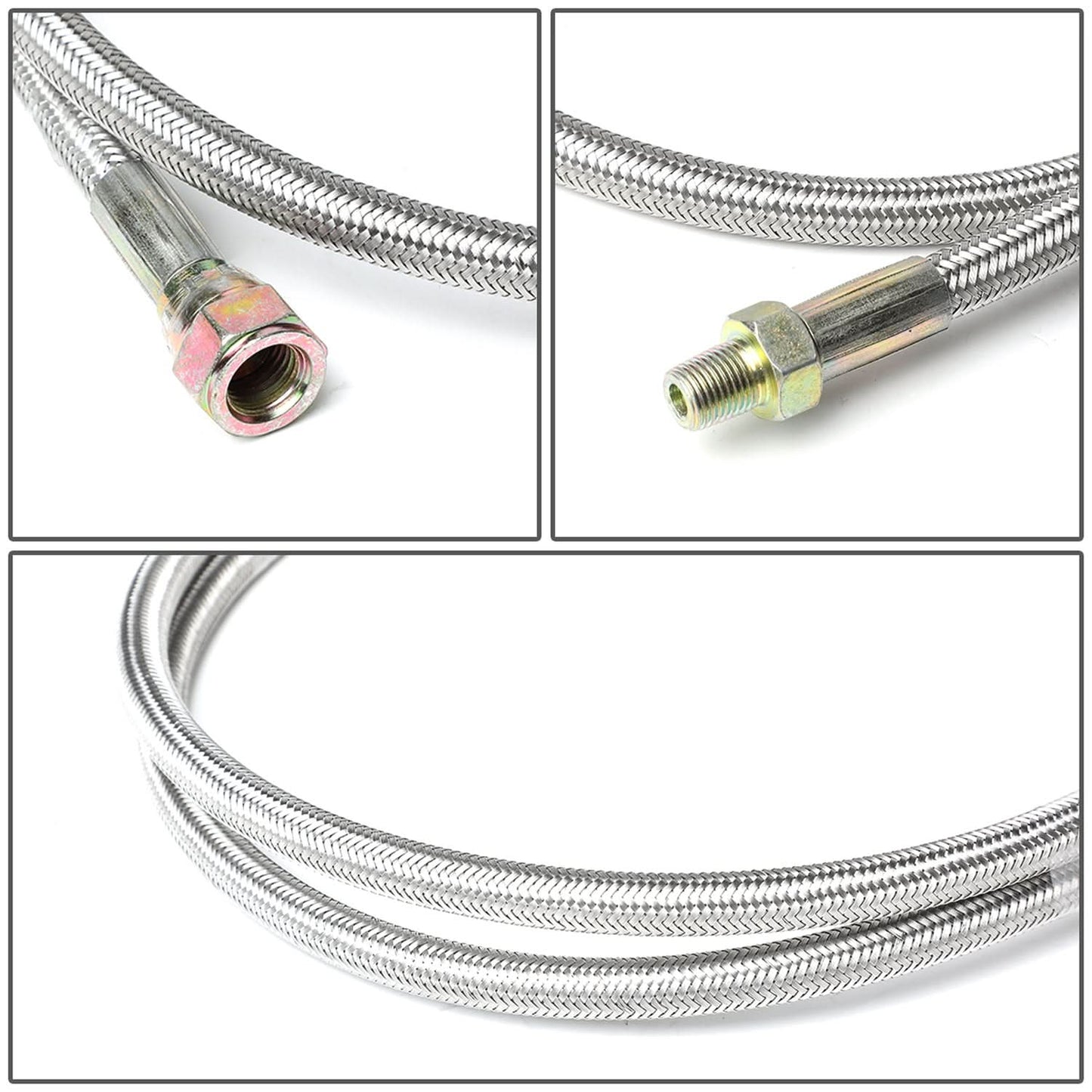 Universal Oil Feed Lines Kit - 40" Stainless Steel w/ 10AN Return