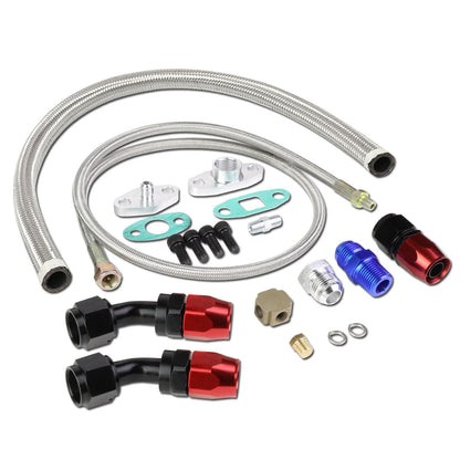 Oil Feed Lines Kit Stainless Steel 40" with 10AN Return Drain Line