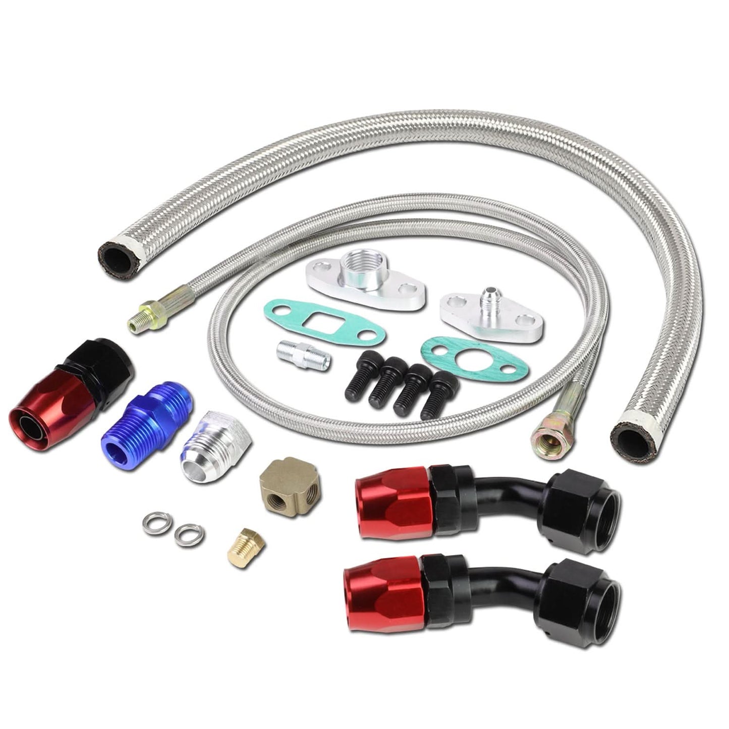 Oil Feed Lines Kit Stainless Steel 40" with 10AN Return Drain Line