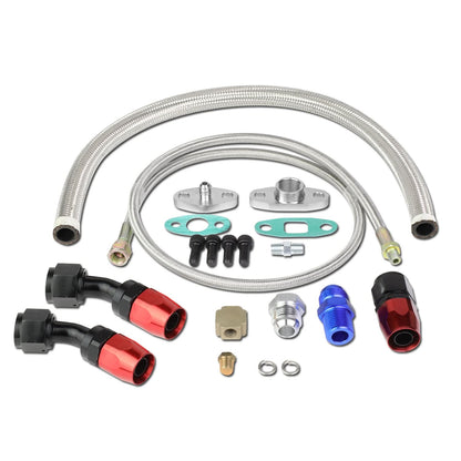 Oil Feed Lines Kit Stainless Steel 40" with 10AN Return Drain Line
