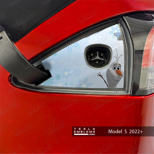 Frozen Olaf Tesla Charge Port Wrap | Model S
