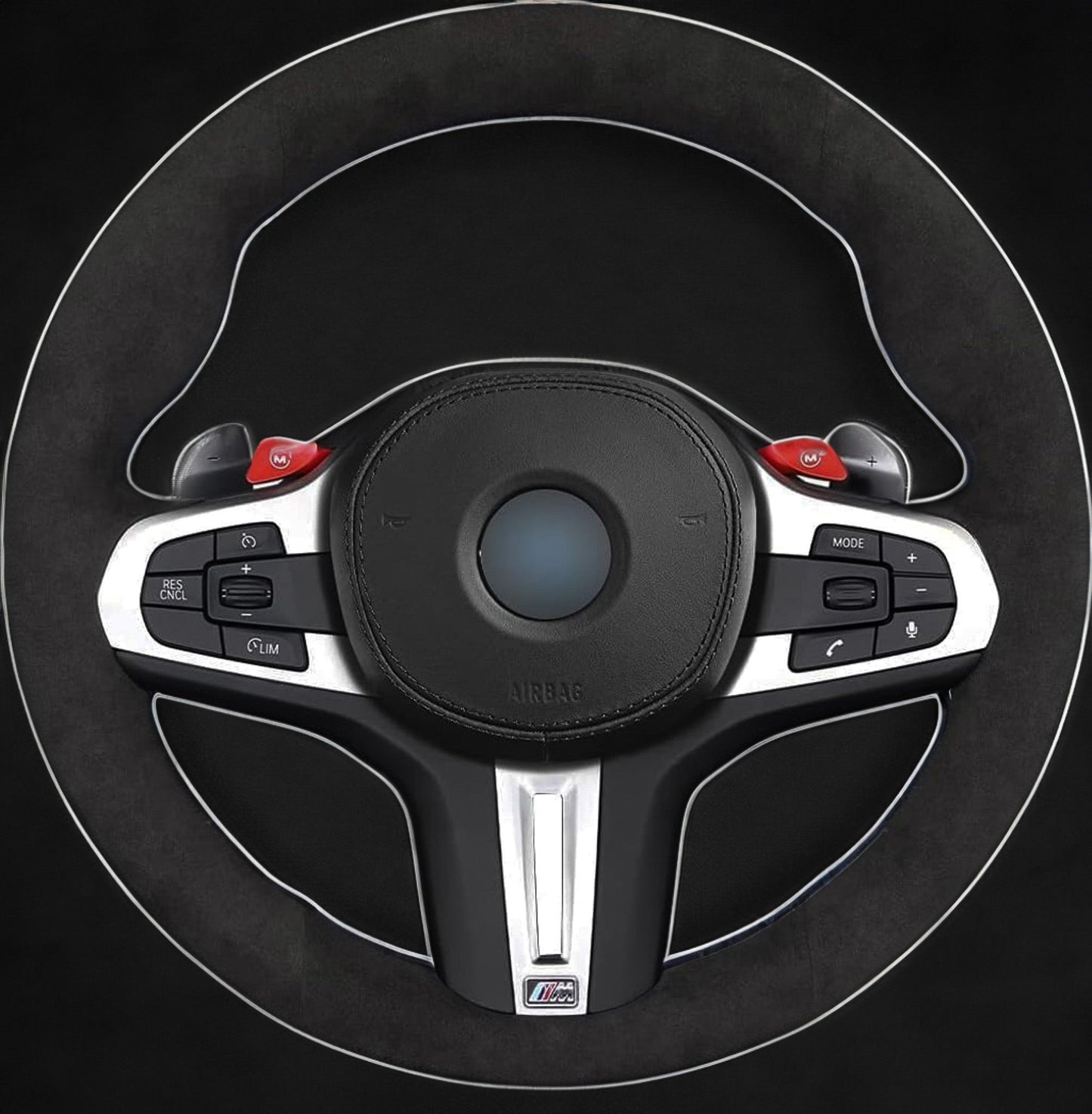BMW G-Series Alcantara Suede Steering Wheel Cover DIY (Red Stripe) G80 G20 G30 M3 M4 M340i