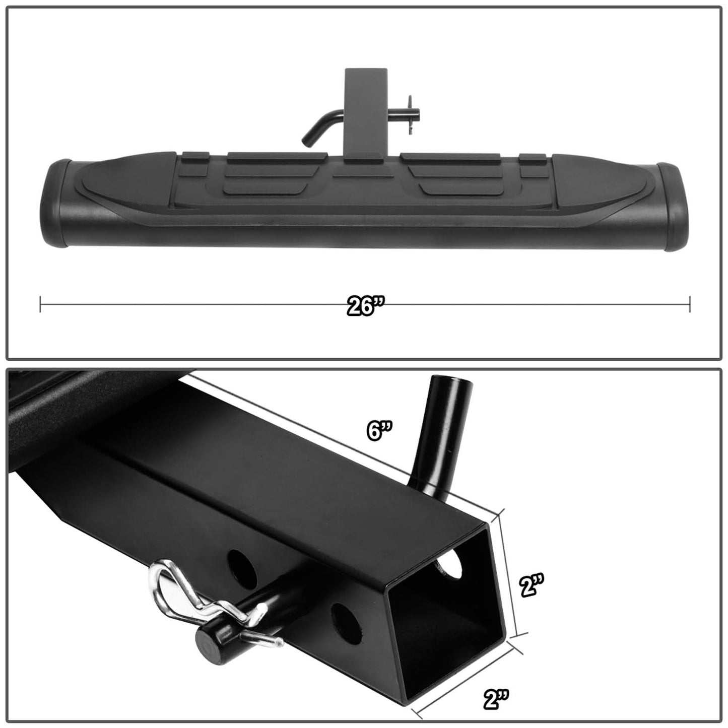 Universal Trailer Tow Hitch Step Bar 26" W x 4" OD for 2" Hitches