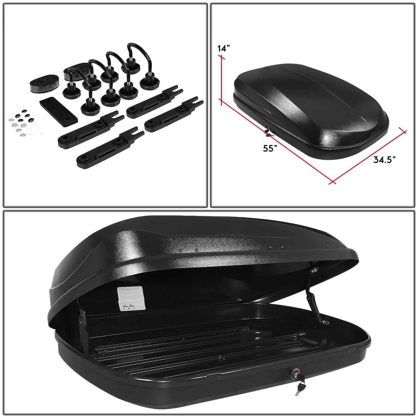 Universal Roof Rack Cargo Box - 139cm 360L 110lbs Capacity