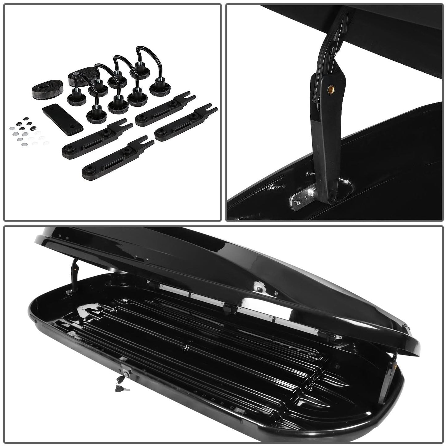 Universal 480L 79 Inch Roof Box - Glossy Smooth Black