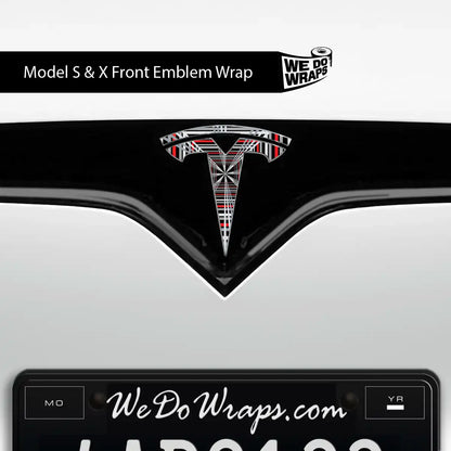Plaid Performance Mode Tesla Emblem Decals (Front + Back) | Model S