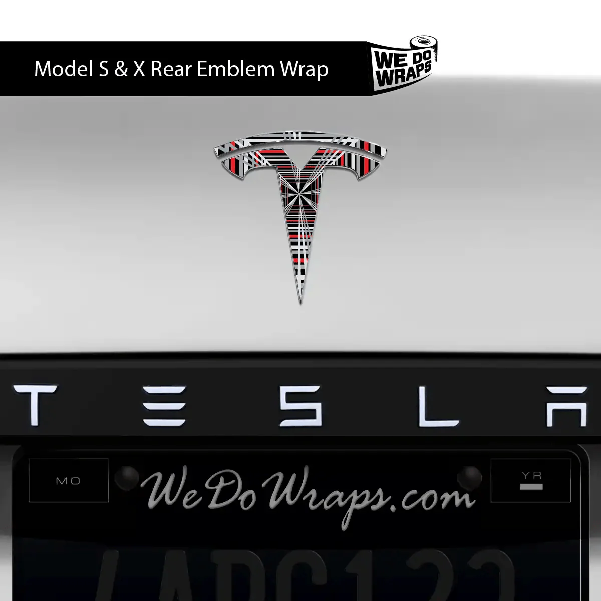 Plaid Performance Mode Tesla Emblem Decals (Front + Back) | Model S