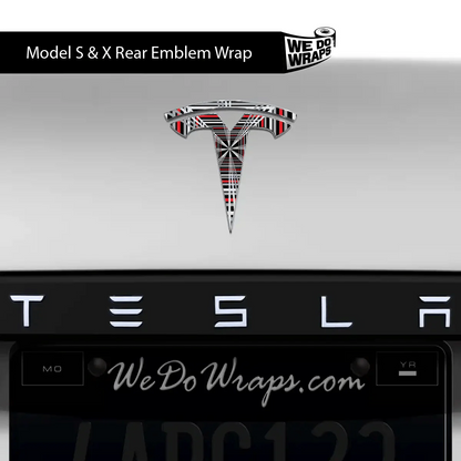Plaid Performance Mode Tesla Emblem Decals (Front + Back) | Model S