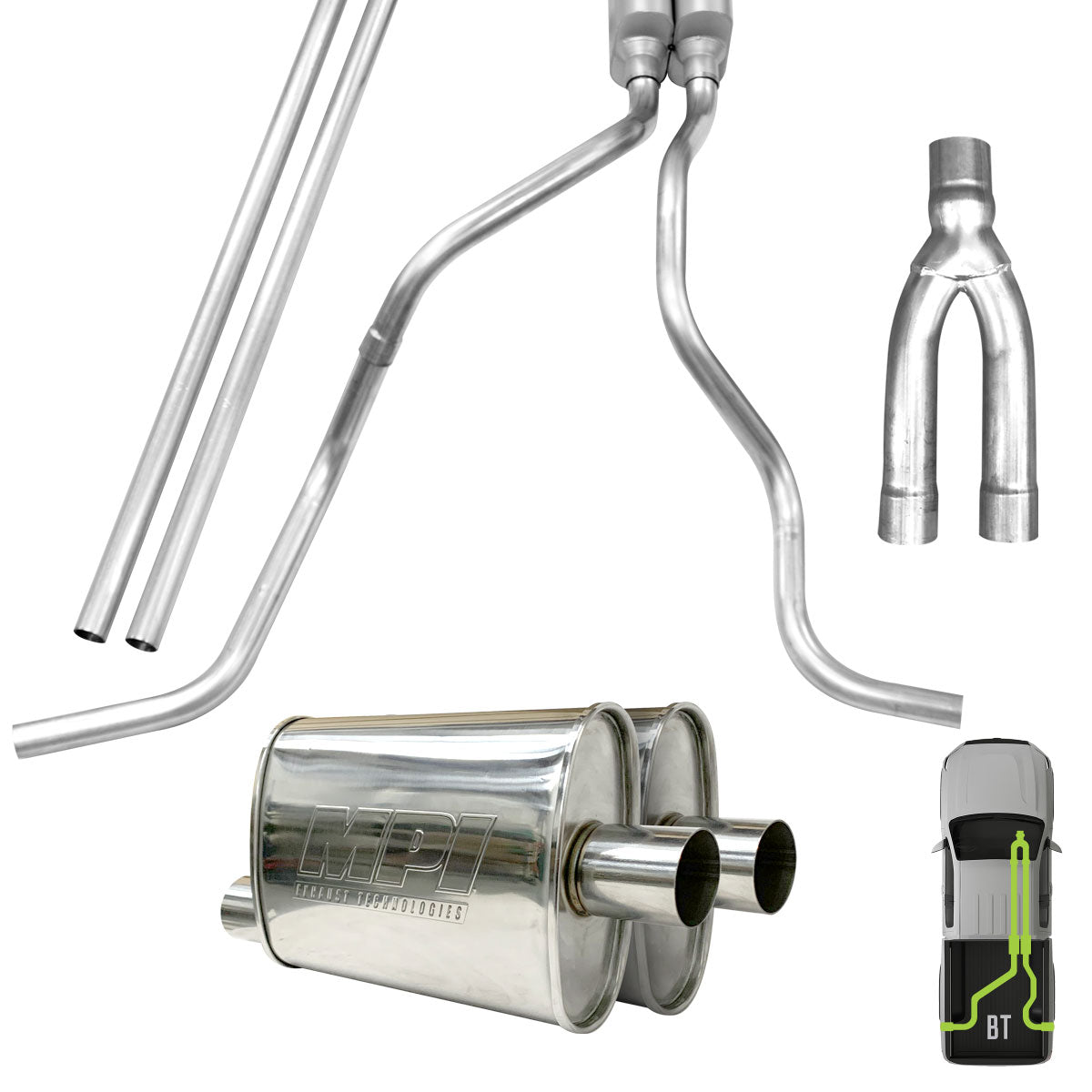 GMC/Chevy, 2012-2018, 6.0L - Stainless - MPI Exhaust Cat-Back Dual Stainless Kits
