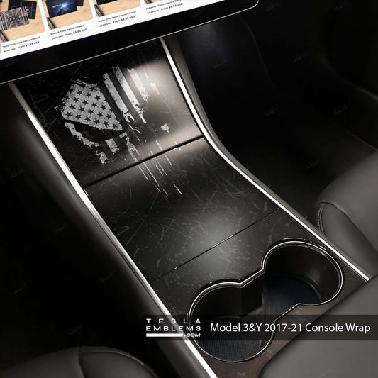 Punisher Skull | Tesla Center Console Wrap Kit | Model Y ’19-20