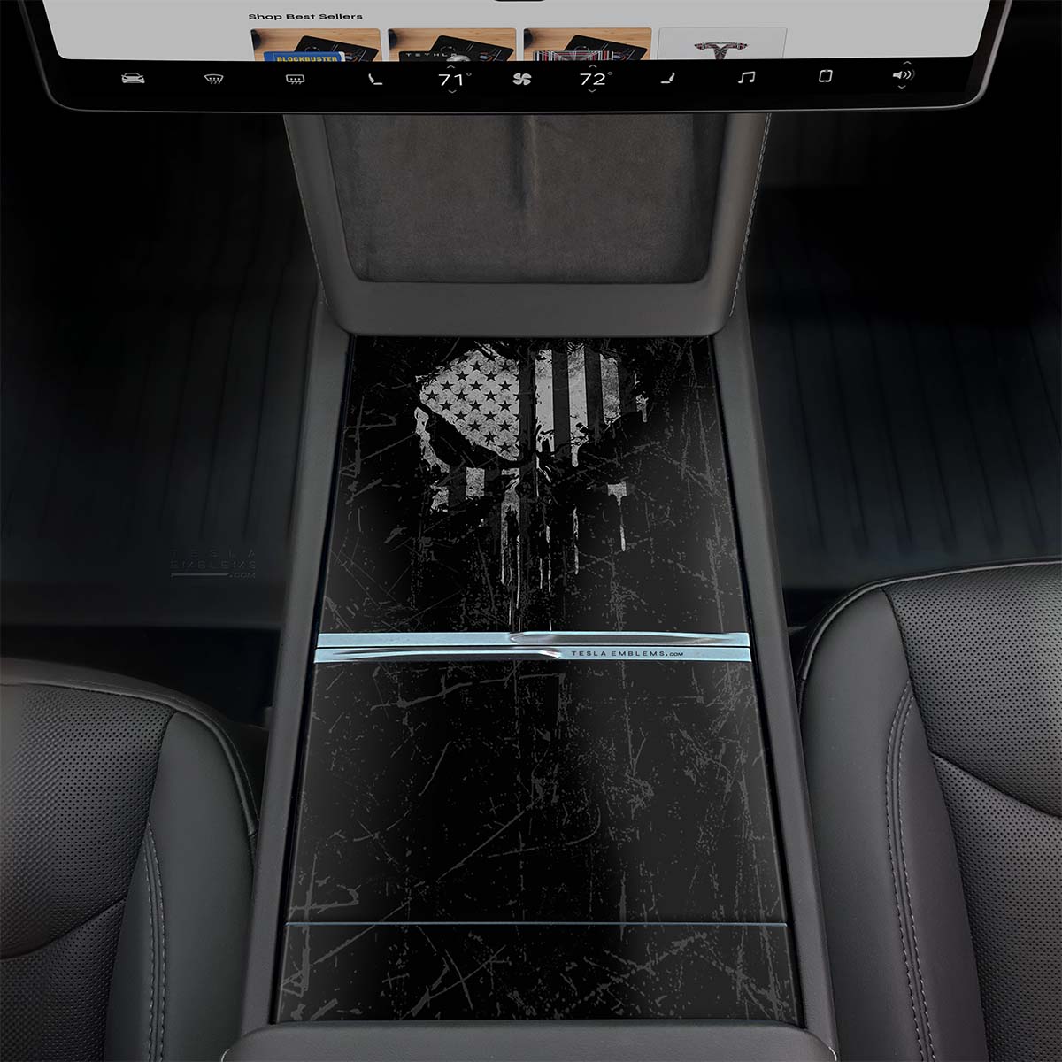 Punisher Skull | Tesla Center Console Wrap Kit | Model Y 2026