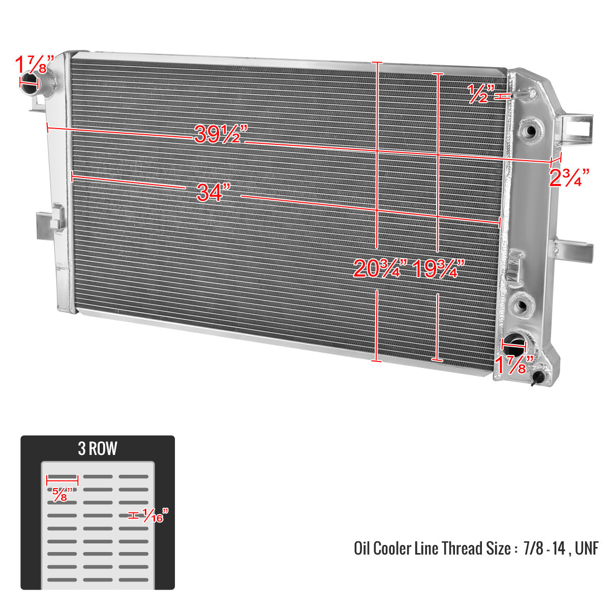 2001-2005 Chevrolet Silverado/GMC Sierra 2500HD 3500HD 6.6L DuraMax 3-Row Aluminum Performance Radiator