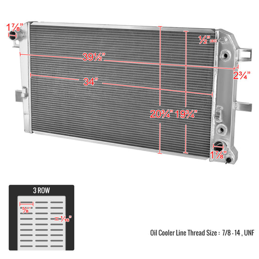2001-2005 Chevrolet Silverado/GMC Sierra 2500HD 3500HD 6.6L DuraMax 3-Row Aluminum Performance Radiator