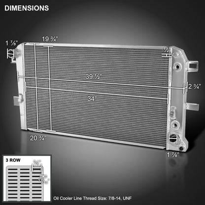 2001-2005 Chevrolet Silverado/GMC Sierra 2500HD 3500HD 6.6L DuraMax 3-Row Aluminum Performance Radiator