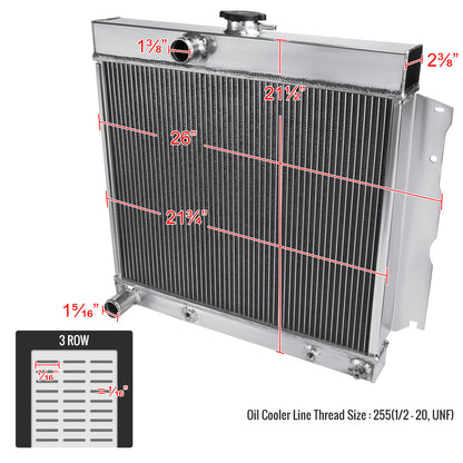 1963-1969 Dodge Dart/Charger/Coronet Plymouth Satellite/Belvedere/Savoy Aluminum 3-Row Performance Radiator