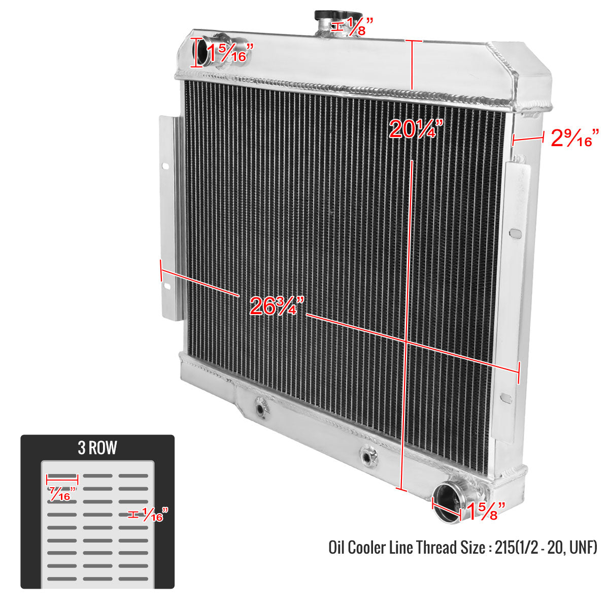 1972-1986 Jeep CJ Series MT Aluminum 3-Row Performance Radiator