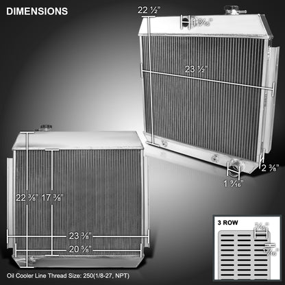 1955-1957 Chevrolet Bel Air/Nomad/Del Ray/150/210 V8 MT Aluminum 3-Row Performance Radiator