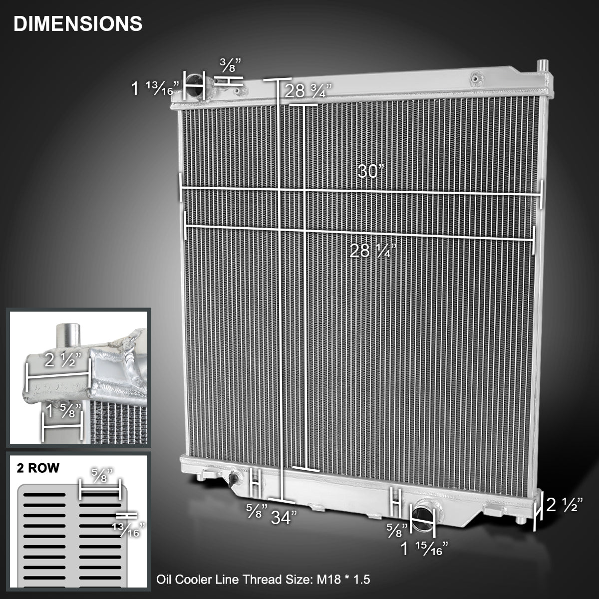 2003-2007 Ford F-250 F-350 F-450 / 2003-2005 Excursion Powerstroke 6.0L Diesel Aluminum 2-Row Performance Cooling Radiator