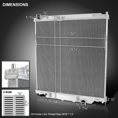 2003-2007 Ford F-250 F-350 F-450 / 2003-2005 Excursion Powerstroke 6.0L Diesel Aluminum 2-Row Performance Cooling Radiator