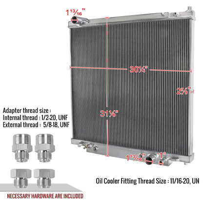 1999-2004 Ford F-250/ F-350/ F-450/ F53 6.8L V10/ 7.3L V8 Diesel 3-Row Aluminum Performance Radiator