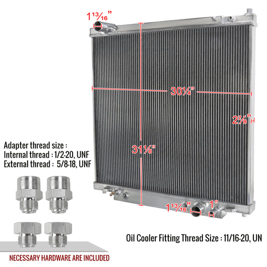 1999-2004 Ford F-250/ F-350/ F-450/ F53 6.8L V10/ 7.3L V8 Diesel 3-Row Aluminum Performance Radiator