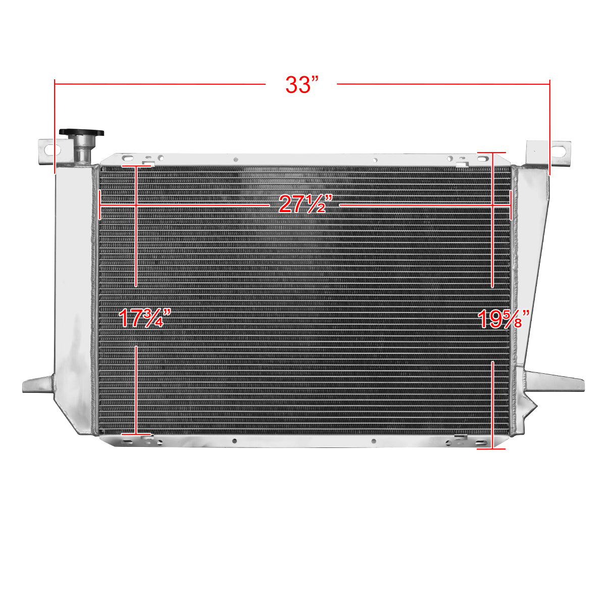 1985-1996 Ford F-150/ F-250/ F-350/ Bronco 4.9L L6 3-Row Aluminum Performance Radiator