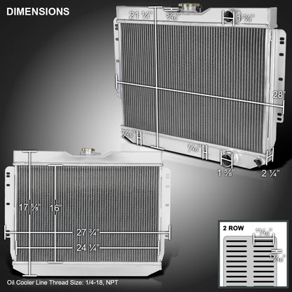 1959-1965 Chevrolet Impala/Bel Air/Biscayne/Chevelle Aluminum 2-Row Performance Radiator