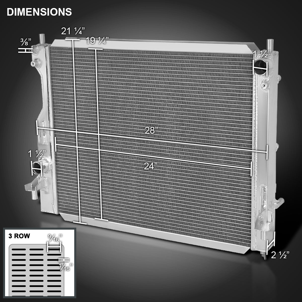 2005-2014 Ford Mustang V6 V8 Aluminum 3-Row Performance Radiator