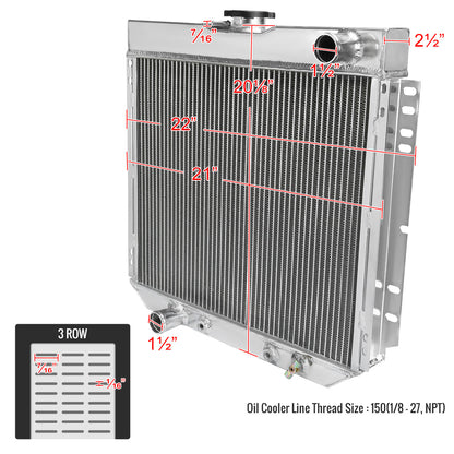 1963-1977 Ford Mustang/Maverick/Falcon Mercury Comet/Cougar Aluminum 3-Row Performance Radiator
