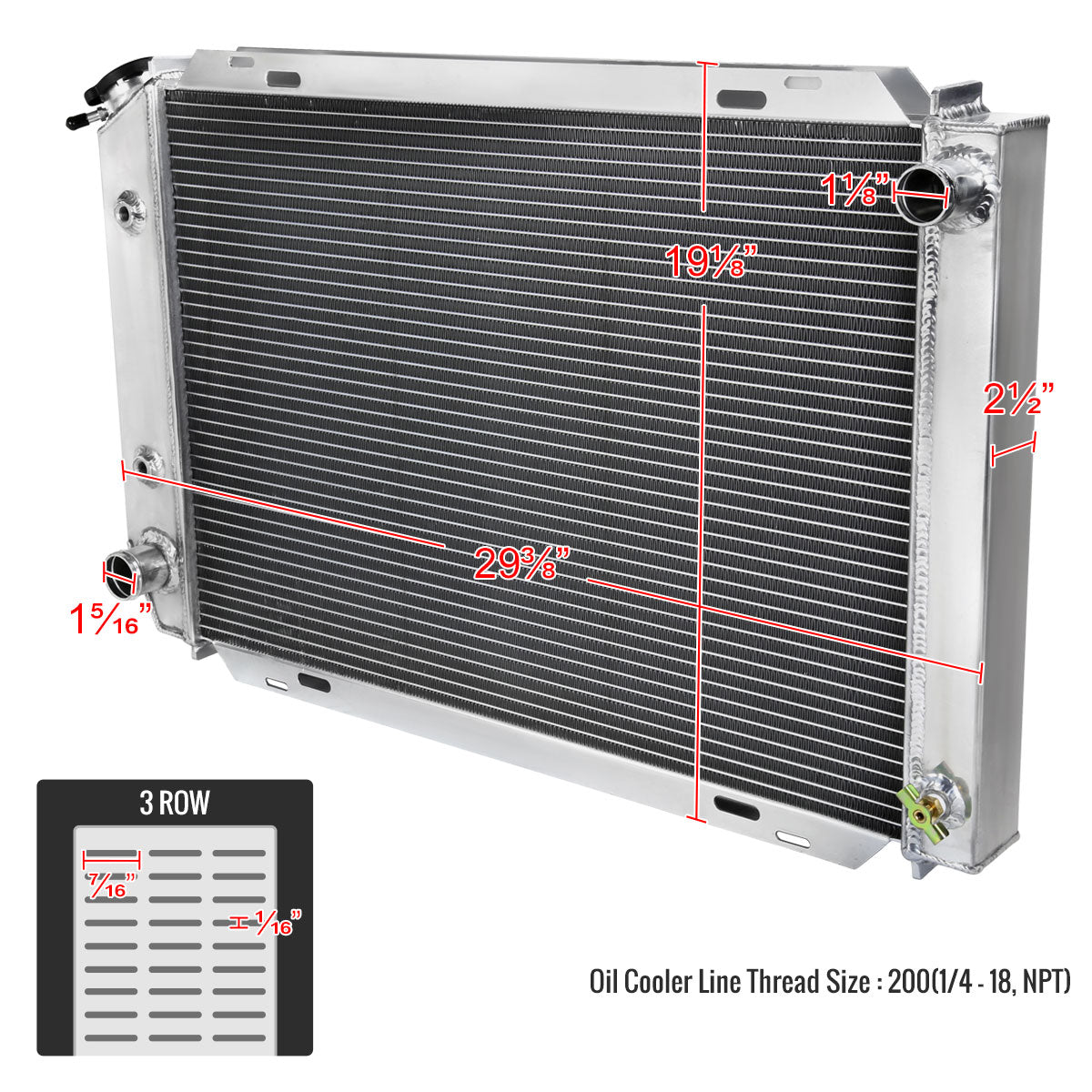1979-1993 Ford Mustang Aluminum 3-Row Performance Radiator
